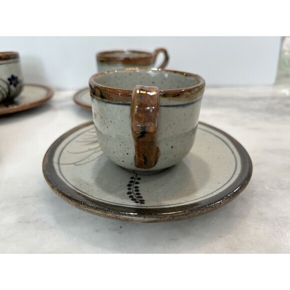 XOCHIQUETZAL Tonala Butterfly 4 Cups & Saucers by Teresa Duran Mexican Pottery - Picture 5 of 15